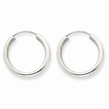 14k White Gold Polished Endless 2mm Hoop Earrings