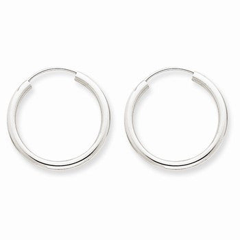 14k White Gold Polished Endless 2mm Hoop Earrings