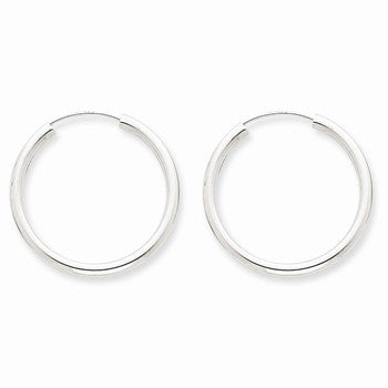 14k White Gold Polished Endless 2mm Hoop Earrings