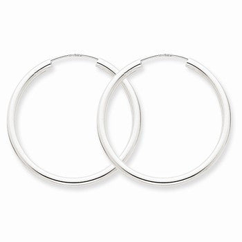 14k White Gold Polished Endless 2mm Hoop Earrings