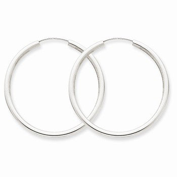 14k White Gold Polished Endless 2mm Hoop Earrings