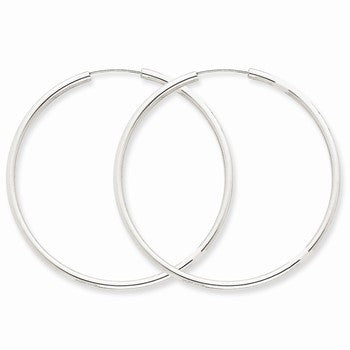 14k White Gold Polished Endless 2mm Hoop Earrings