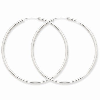 14k White Gold Polished Endless 2mm Hoop Earrings