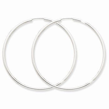 14k White Gold Polished Endless 2mm Hoop Earrings