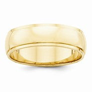 14k Yellow Gold 6mm Half-Round Edge Wedding Band