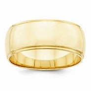 14k Yellow Gold 8mm Half-Round Edge Wedding Band