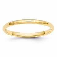 14k Yellow Gold 2mm Half Round Wedding Band