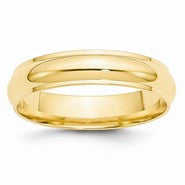 14k Yellow Gold 5mm Half Round with Edge Wedding Band