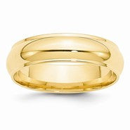 14k Yellow Gold 6mm Half Round with Edge Wedding Band