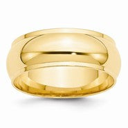 14k Yellow Gold 8mm Half Round with Edge Wedding Band