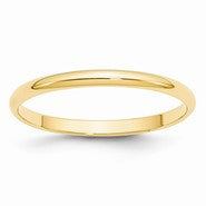 14k Yellow Gold 2mm Lightweight Half Round Wedding Band