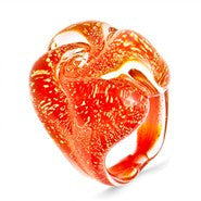 Bold Murano Glass Red Flower Ring