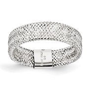 14k White Gold Average Woven Mesh Stretch Band Ring