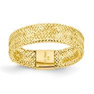 14k Yellow Gold Average Woven Mesh Stretch Band Ring