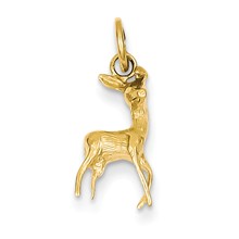 14k Gold Polished Open-Backed Deer Charm hide-image