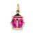 14k Gold Hollow Polished Pink Enameled Ladybug Charm hide-image