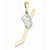 14k Gold & Rhodium Solid Polished Hockey Stick Pendant, Pendants for Necklace