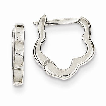 14k White Gold Fancy Hinged Hoop Earrings