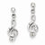 14k White Gold Treble Clef Dangle Earrings