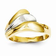 14k Two-tone Polished Wave Ring