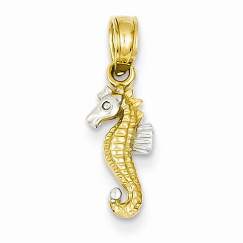 14k Gold & Rhodium Seahorse Pendant, Pendants for Necklace