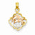 14k Gold & Rose Gold w/Rhodium Double Dolphins in Frame Pendant, Pendants for Necklace