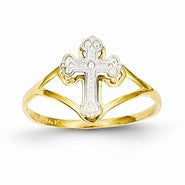 14k Yellow Gold Two-tone Cross Ring