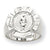 14k White Gold Fireman's Badge Men's Ring