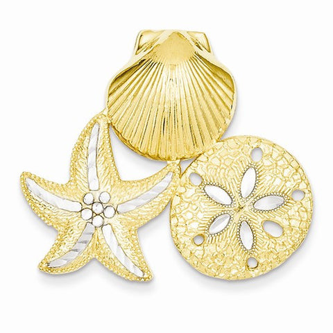 14k Gold & Rhodium Sea Life Slide Pendant, Pendants for Necklace