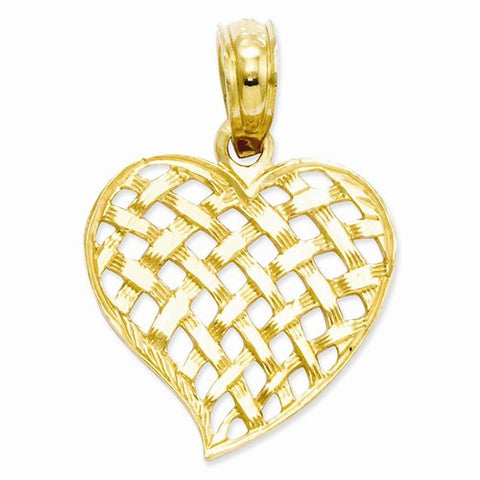 14k Gold Basket Weave Heart pendant, Charm