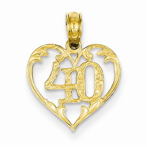 14k Gold 40 Heart Pendant, Pendants for Necklace