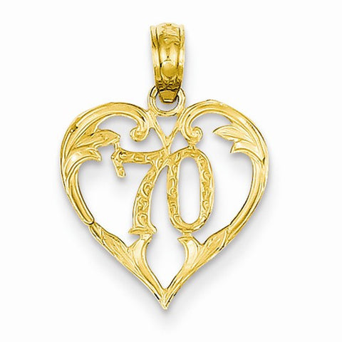 14k Gold 70 Heart Pendant, Pendants for Necklace