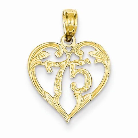 14k Gold 75 Heart Pendant, Pendants for Necklace