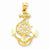 14k Gold Large Anchor w/Wheel Pendant, Pendants for Necklace