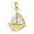 14k Gold & Rhodium Sail Boat Pendant, Pendants for Necklace