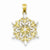 14k Gold & Rhodium Diamond-cut Snowflake Pendant, Pendants for Necklace