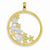 14k Gold & Rhodium Diamond-cut Stars in Circle Pendant, Pendants for Necklace