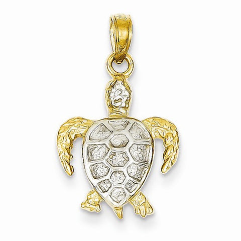 14k Gold & Rhodium Sea Turtle pendant, Charm