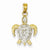 14k Gold & Rhodium Sea Turtle pendant, Charm