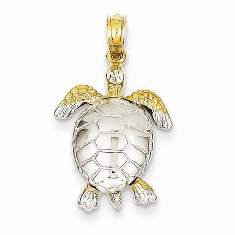 14k Gold & Rhodium Sea Turtle pendant, Adorable Pendants for Necklace