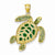 14k Gold 3-D Enameled Sea Turtle Pendant, Pendants for Necklace