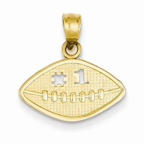 14k Gold #1 Football Pendant, Pendants for Necklace