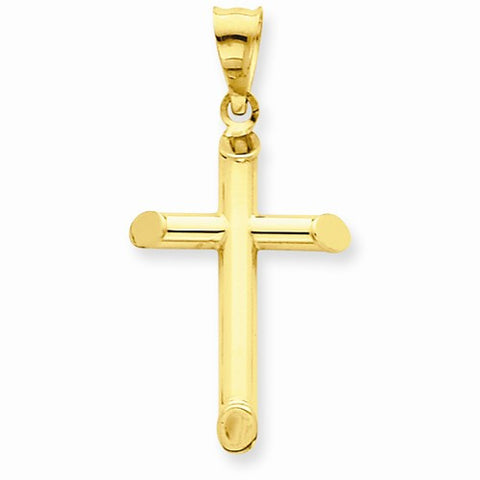 14k Gold 3-D Polished Hollow Cross pendant, Pendants for Necklace