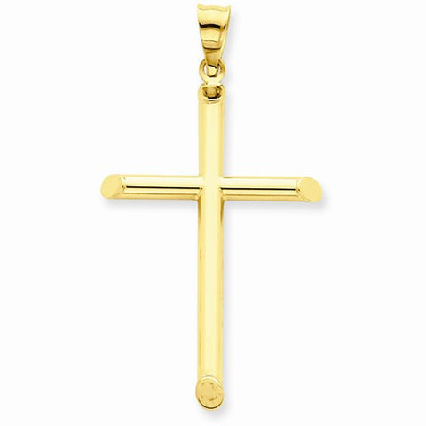 14k Gold 3-D Polished Hollow Cross pendant, Pretty Pendants for Necklace