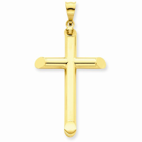 14k Gold 3-D Polished Hollow Cross pendant, Classy Pendants for Necklace