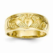 14k Yellow Gold Womens Claddagh Ring