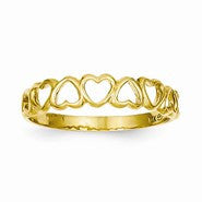 14k Yellow Gold High Polished Heart Band Ring