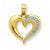 14k Gold & Rhodium Beaded Heart Pendant, Pendants for Necklace