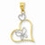 14k Gold & Rhodium Butterfly in Heart pendant, Charm