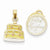 14k Gold 3-D Yellow Enameled Happy Anniversary Cake Pendant, Pendants for Necklace